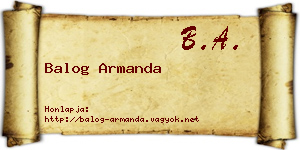 Balog Armanda névjegykártya